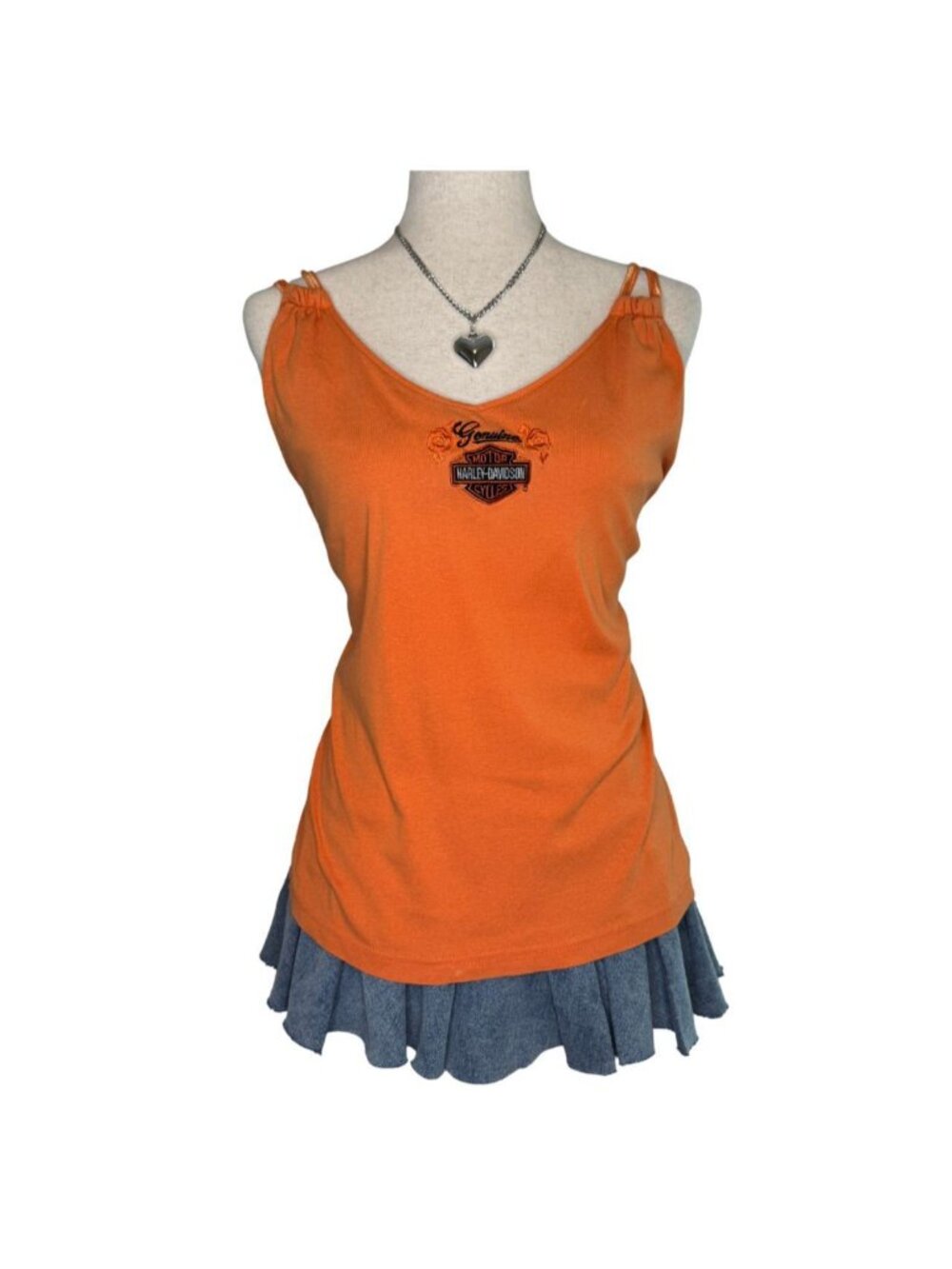 Harley Davidson Orange Cami Tank Top Large